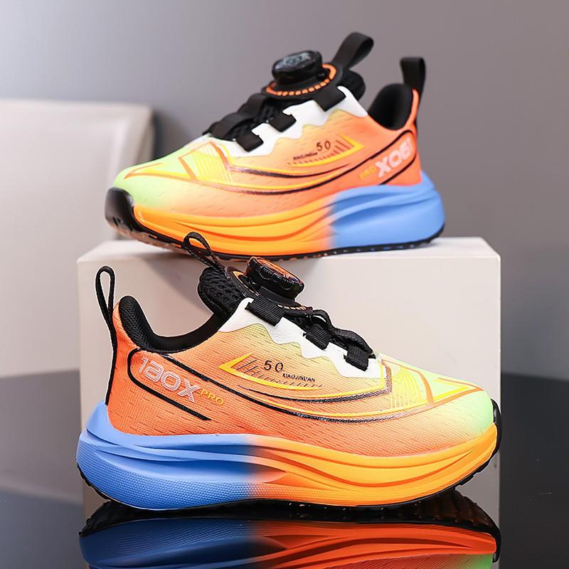 Kids Lightweight Running Shoes Boys Girls Mesh Sneakers With Rotating Hook-and-Loop