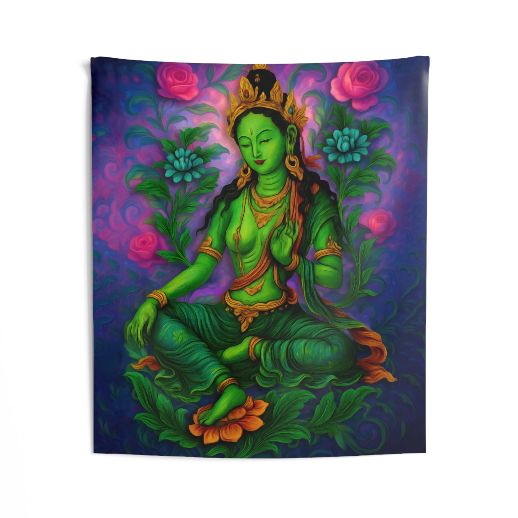 

Радужная Зеленая Богиня Гобелен Односторонний Печатный Прочный Настенный Декор Дом Спальня Гостиная Богемная Атмосфера Декор Духовный Подарок 74x94cm(29x37in)