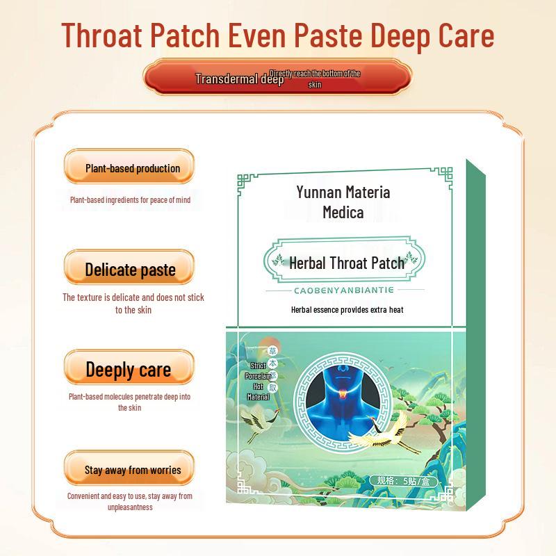 Yunnan Herbal Throat & Tonsil Soothing Patch for Cough and Asthma Relief