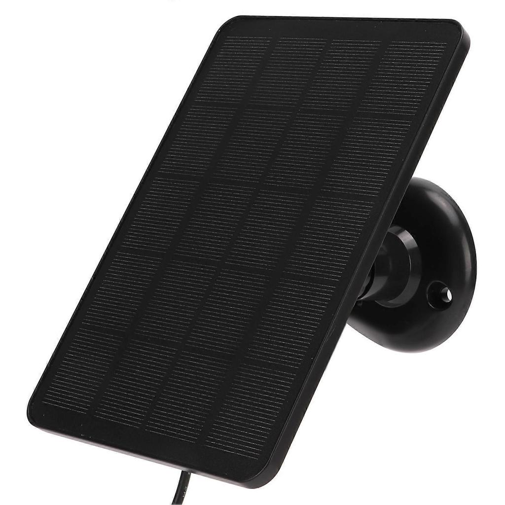Surveillance Camera Solar Panel Monocrystalline Silicon 4W 5V with Charging Cable for Outdoor Surveillance Camera Black