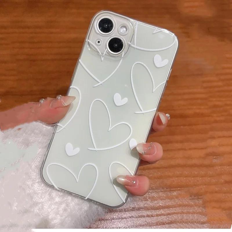 Fashion Flowers Case For Iphone17 16pro 15pro 14 13 12 11 12pro 13pro Max 14plus Silicone Anti Fall Protective Cover Heart Cover