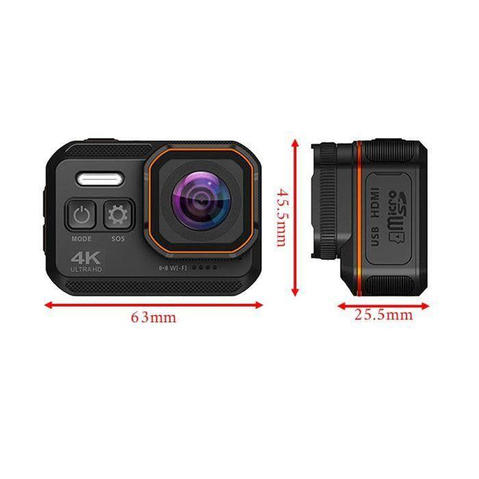 Caméra d'action - Tourtecs 4K - Résolution 4K - Étanche jusqu'à 10m - Stabilisation d'image