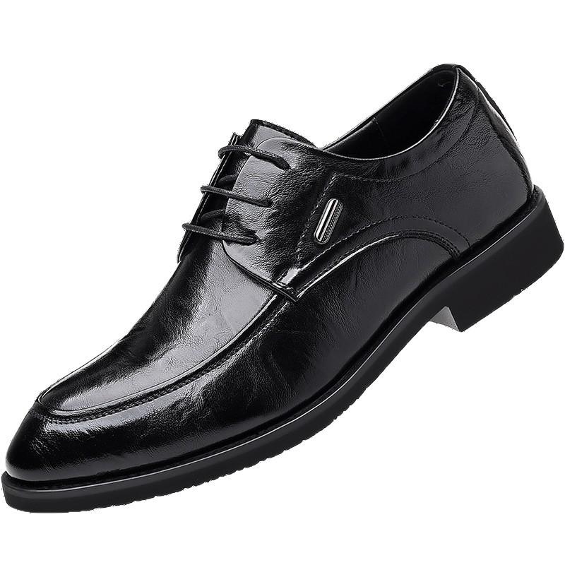 2025 Spring and Autumn New British Work Shoes Business Casual Dress Men's Lace-Up Leather Shoes