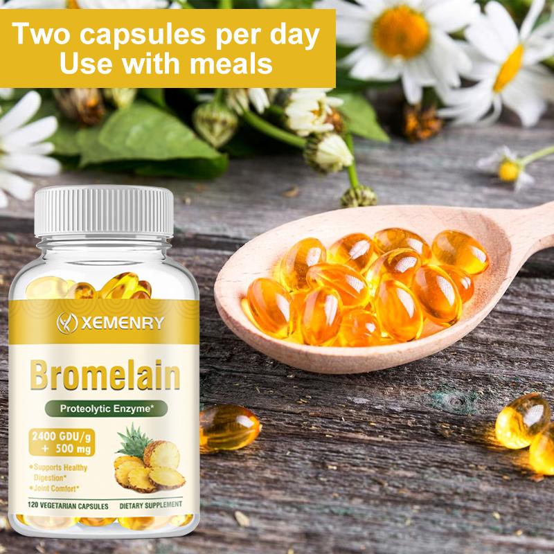 Capsule di bromelina ad alta purezza, completamente naturali, 120 capsule, adatte sia per uomini che per donne, senza glutine.