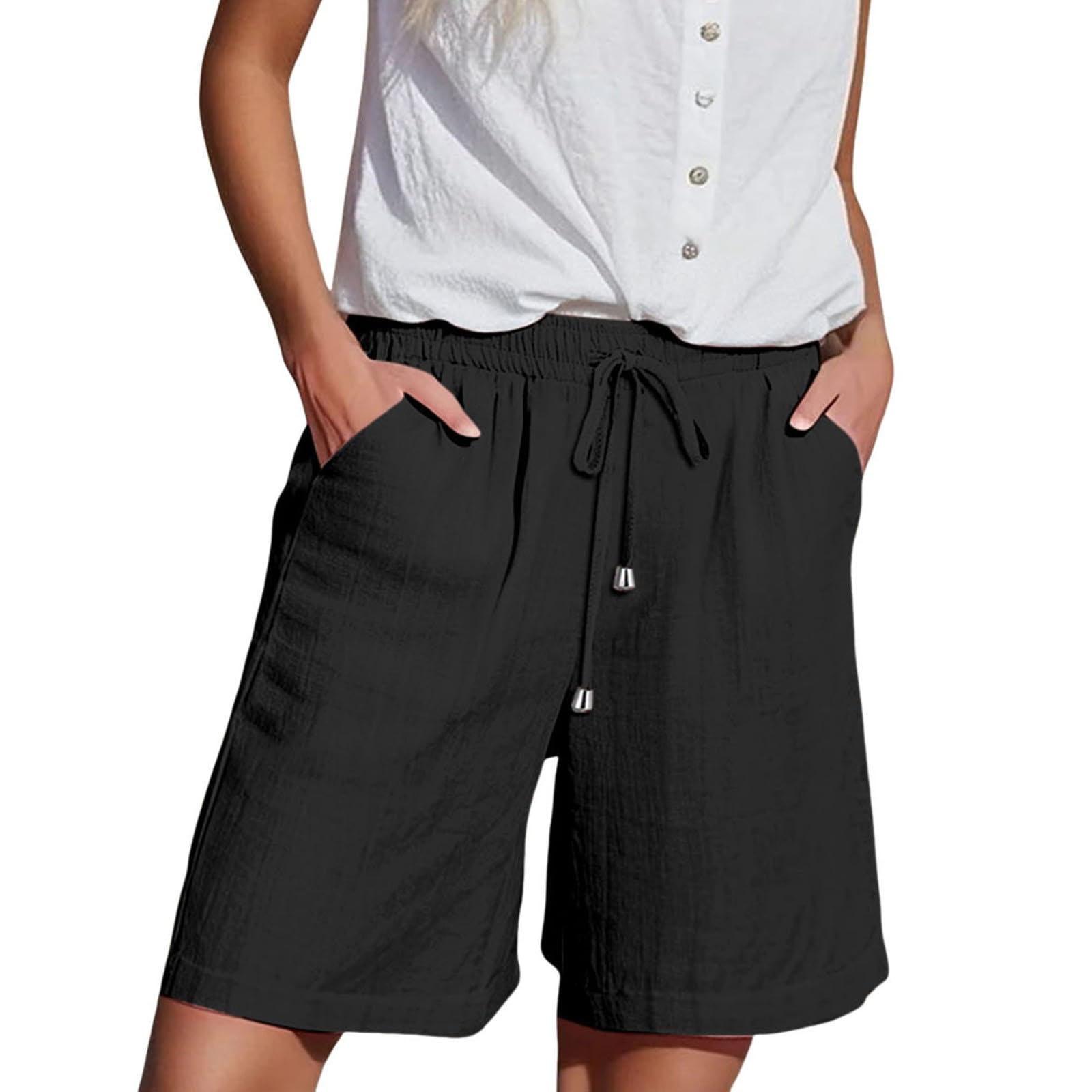 

Women Elastic High Waist Pant Casual Fit Wide Leg Long Pants Trousers With Pockets M чёрный