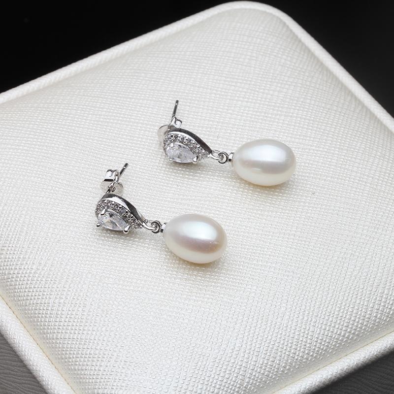 Genuine Fresh Water 925 Silver Pearl Earrings Woman,Vintage Bridal Earrings With Natural Pearls Wife Mother Gift White Pink