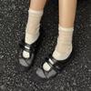 Cowhide Version~ Niche Mesh Breathable Flat Mary Jane Shoes Women's Velcro Casual Versatile Sports Shallow Mouth Single Shoes