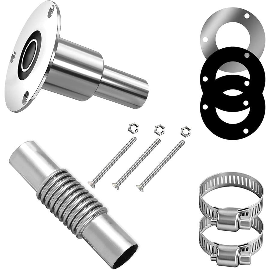 Connettore a gomito per tubo di scarico riscaldatore diesel passascafo in acciaio inossidabile 24mm con 2 fascette per barche, auto, camion