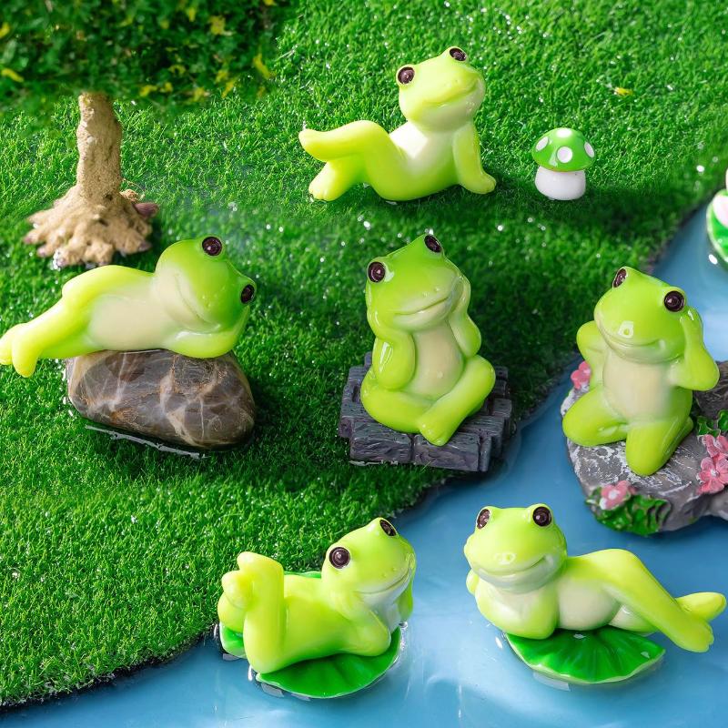 5/6 Stück Cartoon Lustige Frosch Figur Ornament Desktop Wohnzimmer Mikro-Landschaft Aquarium Dekoration Zubehör