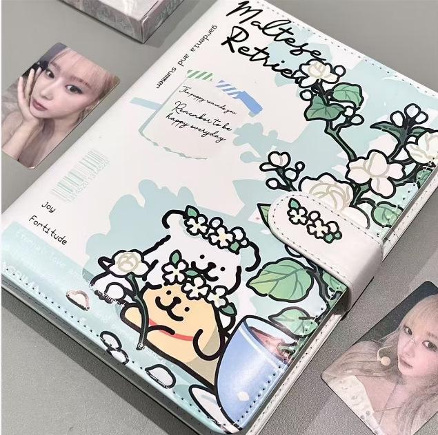 A5 PU Leather Magnetic Buckle Cute Cartoon Diary with Card Holder