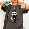 Comfort Colors® Black Cat Ghost Halloween Shirt, Spooky Kitty In Leopard Coquette Bow Tee