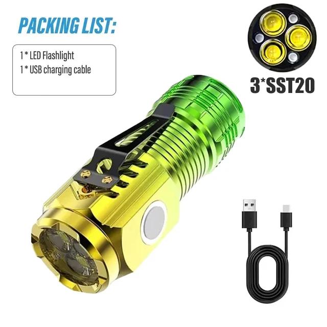 

Ультра яркий фонарик 6/8 * P35 светодиодный мини-супер яркий фонарик USB перезаряжаемый водонепроницаемый светильник с магнитом аварийная лампа 3LED