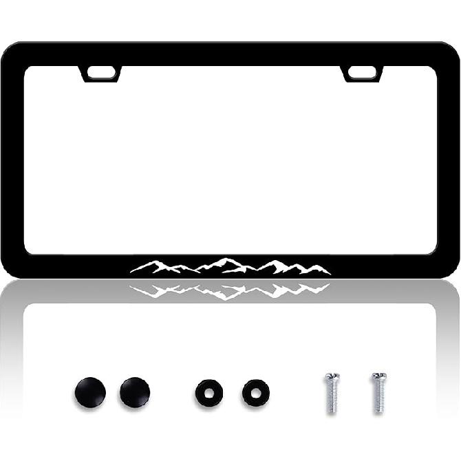 Grey Black Leopard Print License Plate Frame Cheetah License Plate Frames Personalise Stainless Steel Funny Design Compatible With Standard License
