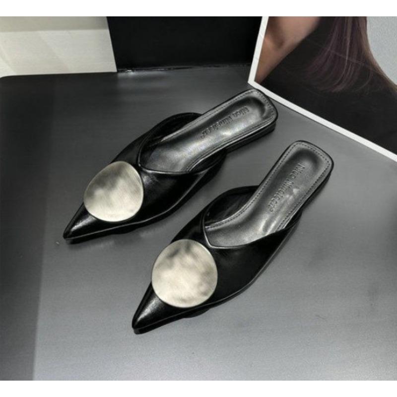 New Design Women's Luxury Moccasins Fashion Pointed Toe Loafers Ladies 2025 Spring Black Ballet Flats Women's Sandals