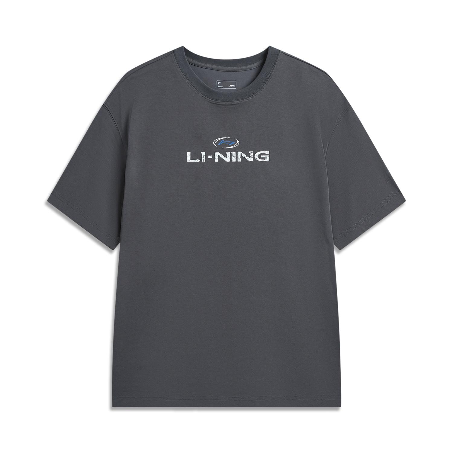 Li Ning Спортивный Стиль Жизни Серия Круглый Вырез Логотип Пара Повседневная Футболка Унисекс Топы ATSW285-7 S