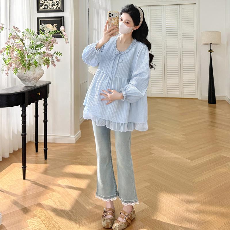 2026 Spring Maternity Ruffle Doll Shirt Extra Large