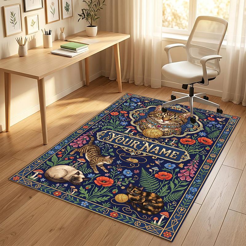 Western Sunset Theme Soft Crystal Velvet Rug Custom Name & Text Print Non Slip Floor Rug for Bedroom Living Room