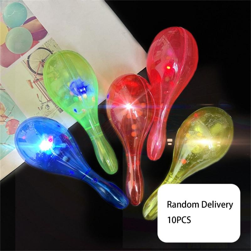 10PCS Plastic Blinking Light Up Maracas Safe Durable Noise Makers For Kids Adults Dance Performances