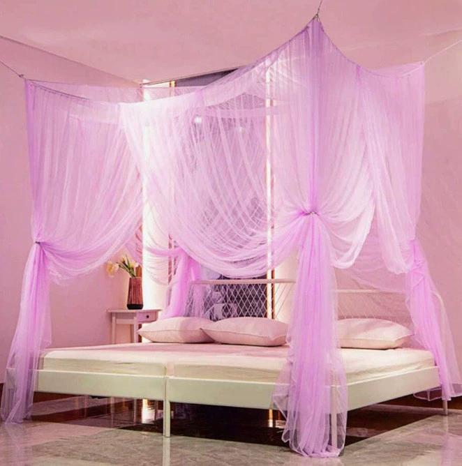 Sexy Mosquito Net Palace Four Door King/Queen Double Size Home Single  Bed Prevent Insect Outdoor Square Grace White Canopy Net