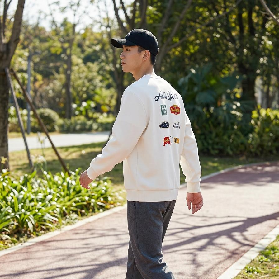 Anta Sports Retro Lifestyle Series Pullover Sweatshirt 2026 Spring Men Sweatshirt Warm-Jade-White 152618703S-4