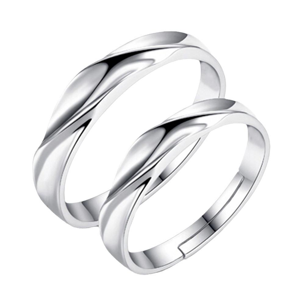 2pcs 925 Sterling Silver Couple Rings Zircom For Women Man Exquisite Student Girlfriend Silver JewelryGood Product