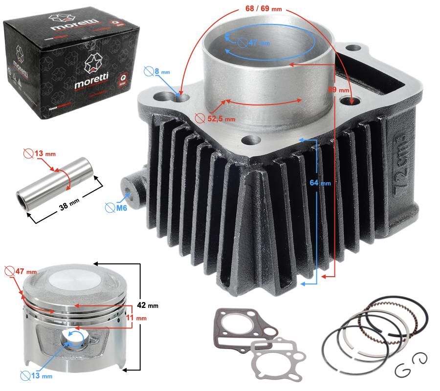 Cilindrs Moretti Do Motorolleriem 4T 80cc