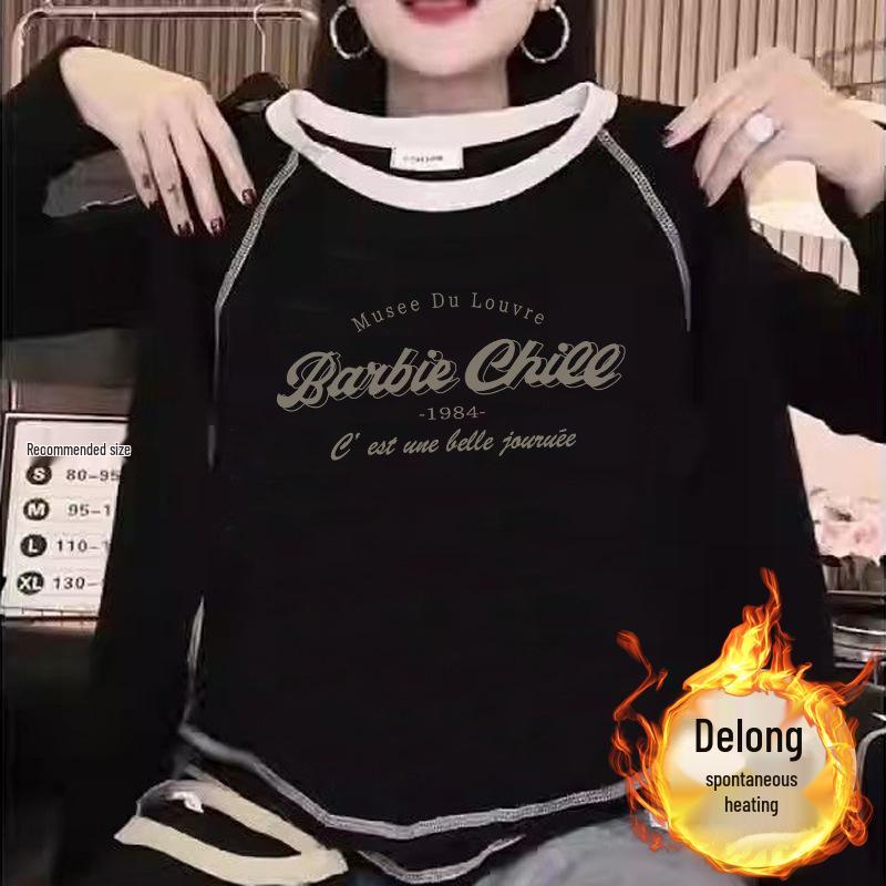 

Double-Sided Velvet Base Women s Shirt: 2024 New Autumn/Winter INS Style, Versatile Long-Sleeve Chic Top. XXL recommended for 135-145 jin