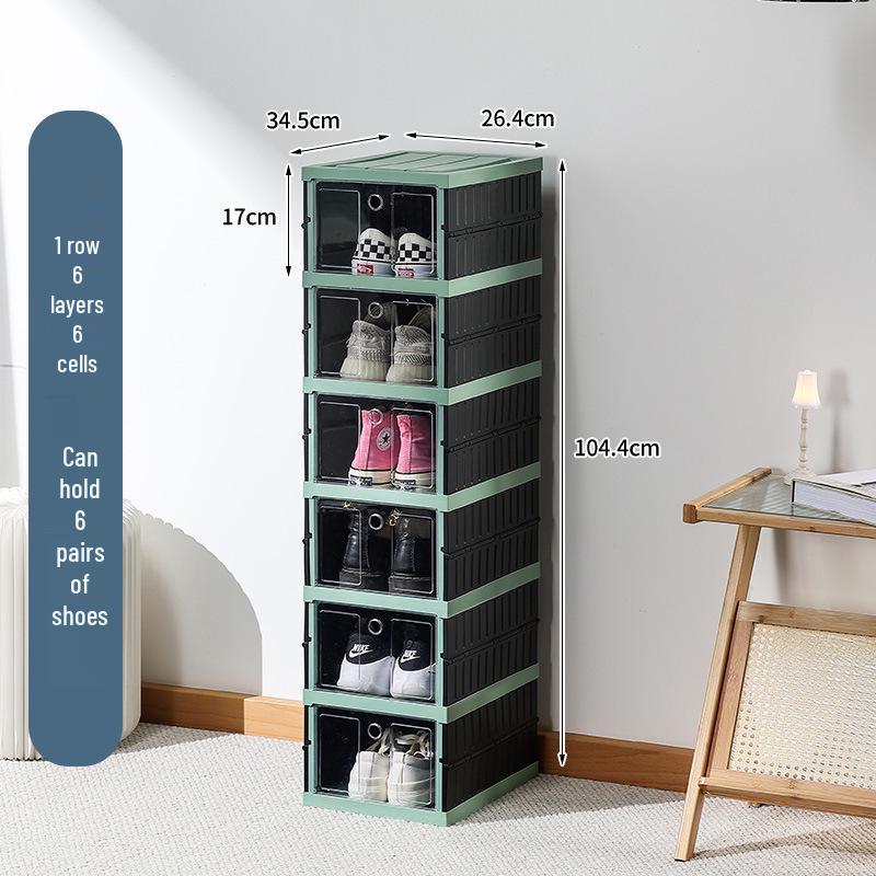 Transparent Plastic Foldable Shoe Storage Box - No-Installation Dustproof Shoe Cabinet & Movable Rack.