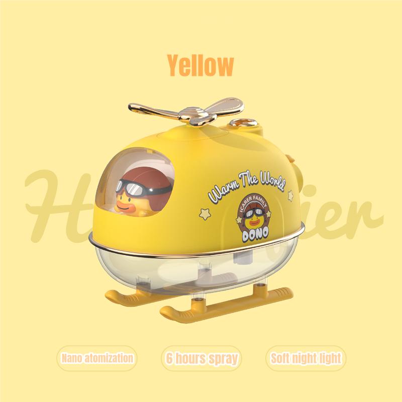 Mini Cartoon Helicopter Aroma Air Humidifier Usb Electric Essential Oil Diffuser With Warm Night Light For Car Office Home