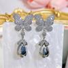 CMM Palace Style Hollow Design Zircon Butterfly Water Drop Artificial Pearl Pendant Earrings Wild Bride Wedding Party Accessories