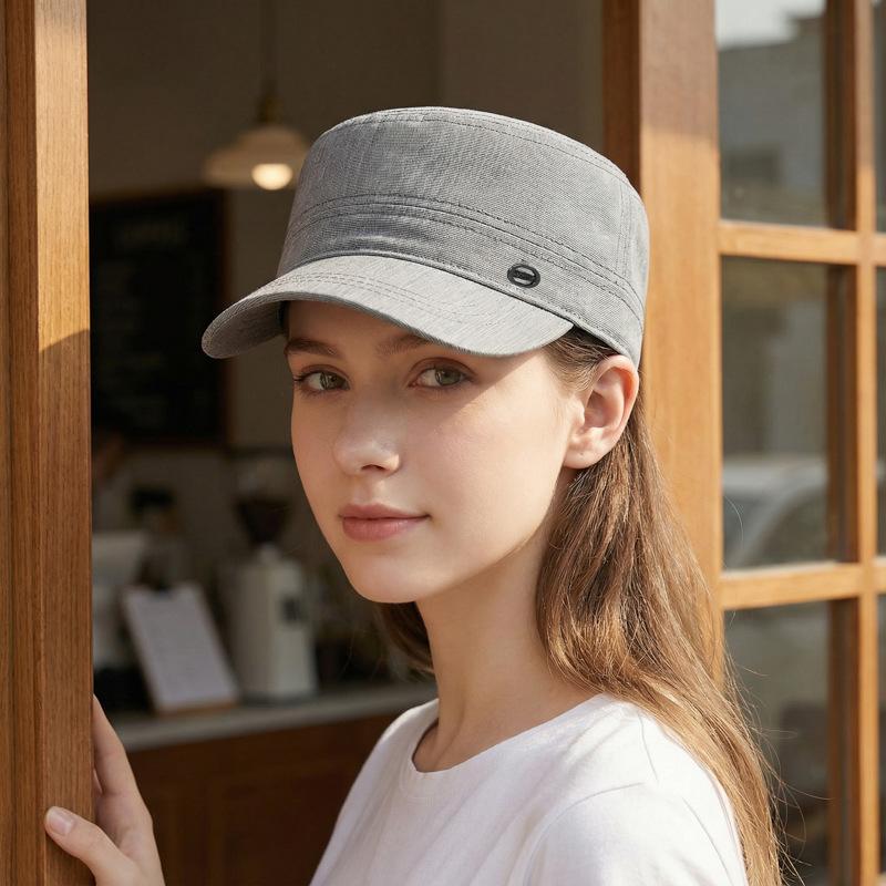 Spring Autumn Men's Flat Top Hat Sunscreen Sun Hat Outdoor Sunshade Cap for The Elderly