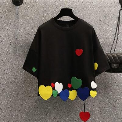 Summer Fashion Short Sleeve T-shirt Women Loose Casual Personality All-match Pullover Tops Female Love Tee
