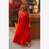 Women's Summer Strapless Fish-Shaped Pleated Dress with 3D Embroidery