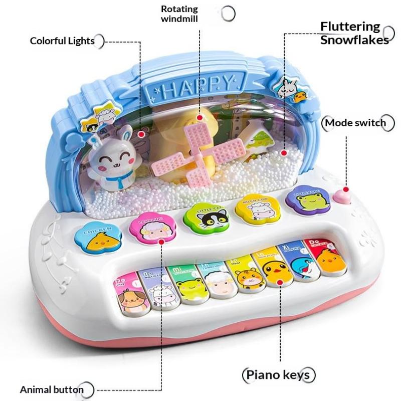 Musical Piano Keyboard Early Learning Toy Flashing LED Lights Animal Sounds Interactive Gift for Preschool Toddlers Kids