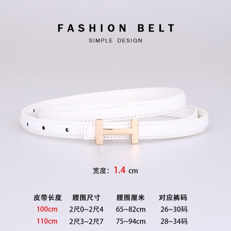 Womens Slim Genuine Leather Belt With Zinc Alloy Buckle Casual Office Chic Waistband Dresses Pants Skirts