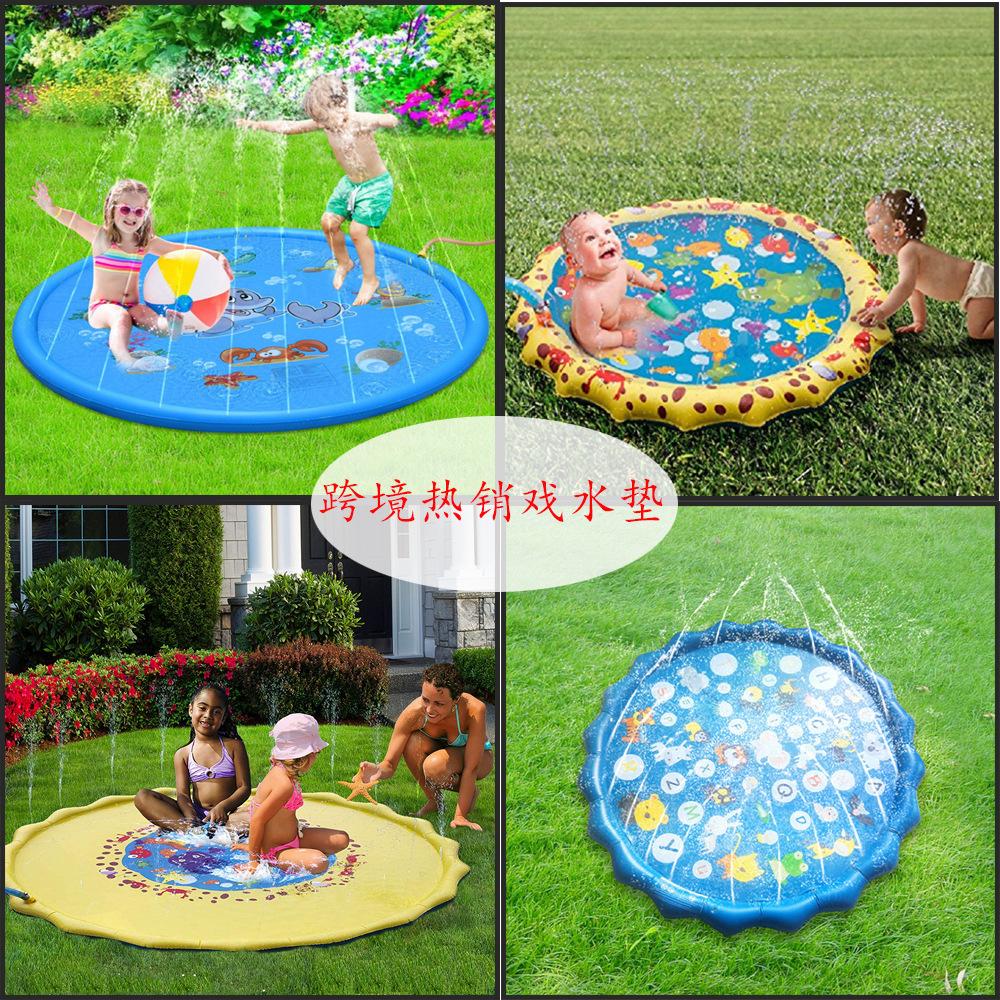 Tapete de Aspersão para Crianças Tapete de Brincadeira Aquática ao Ar Livre Brinquedo de Verão para Jardim Gramado Praia, Tapete Aspersor de Água Antiderrapante
