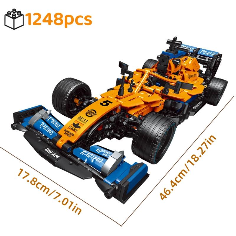 Non-Toxic Technical Creative Formula Racing Car Moc Building Blocks Kit Multicolor Desktop Display Collectible Gift Adults Kids Holiday