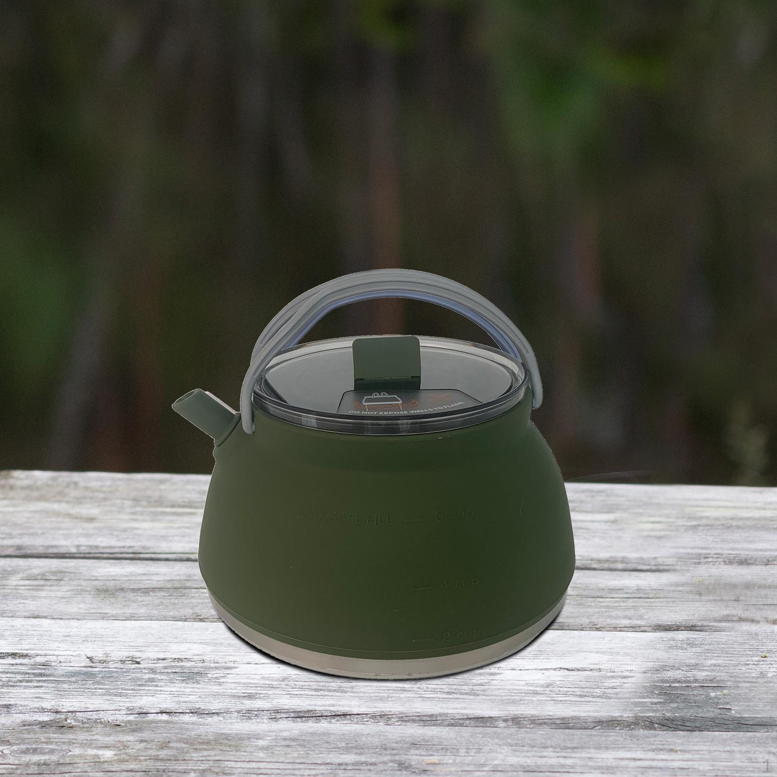 

Чайник для кемпинга Camp Cook Pot 1.5L складной чайник для кофе для путешествий на рыбалку и пеший туризм темно-зеленого