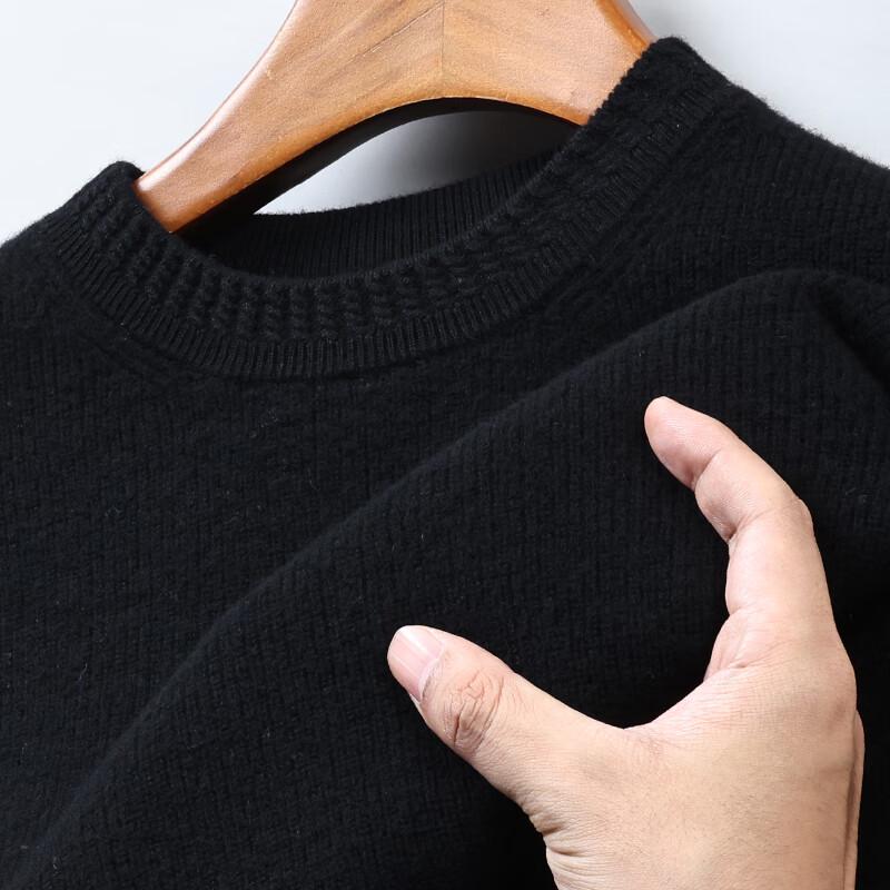 Hengyuanxiang Men's 100% Pure Wool Round Neck Sweater