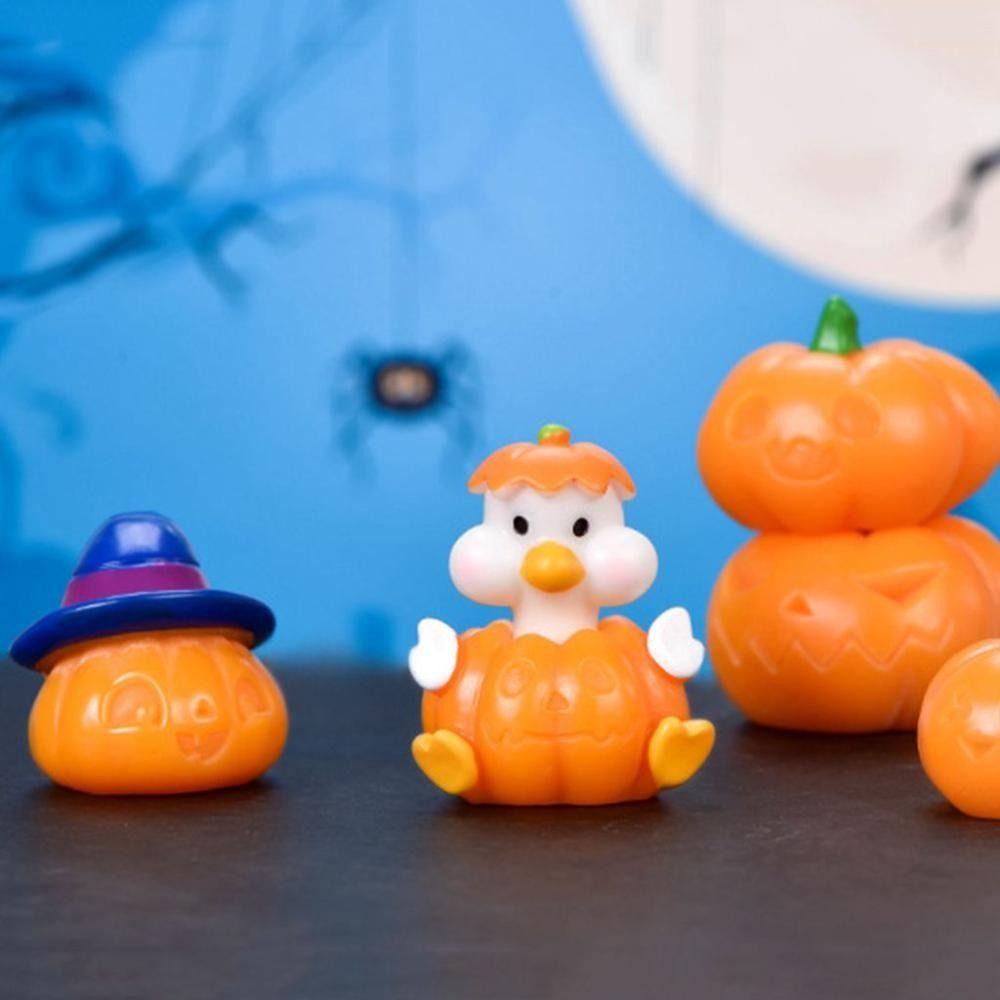 Resin Craft Halloween Small Ornament Cute Pumpkin Statue Halloween Figurine  Fairy Accessory