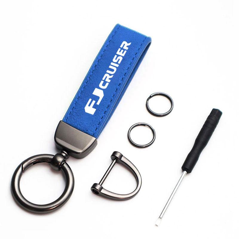 

Retro Handmade Real suede Rope Keychain Metal Men or Women Key Holder Auto Keyring Gifts For TOYOTA FJ Car Accessories Universal