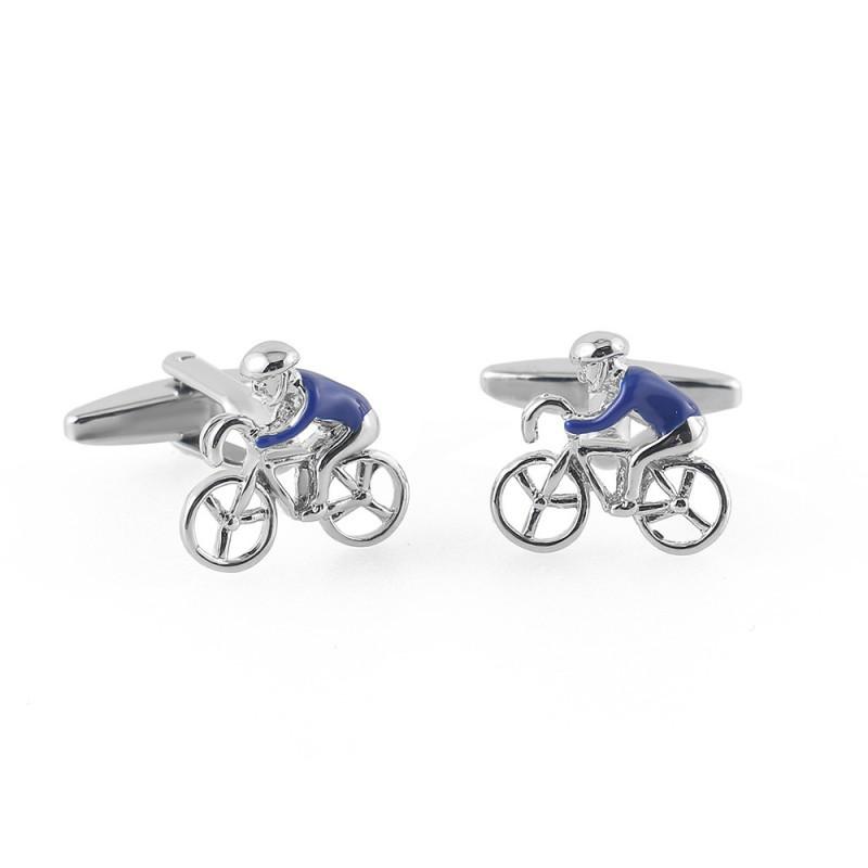 

Bicycle Race Style Full Copper Metal Cufflinks Men s Shirt CC-2083 синій