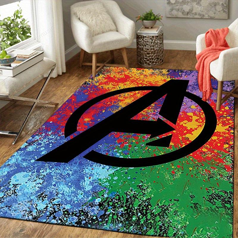 1pc Marvel Avengers Super Heroes Area Rug, Non-Slip Floor Mat, Cartoon Character Design, Soft Velvet, Room Decor, Washable Indoor Carpet