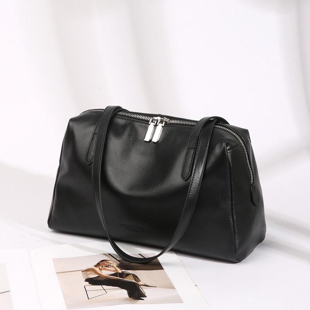 Crystal Vegetable-Tanned Cowhide Leather Crossbody Handbag - 2025 Autumn/Winter Soft Shoulder Tote