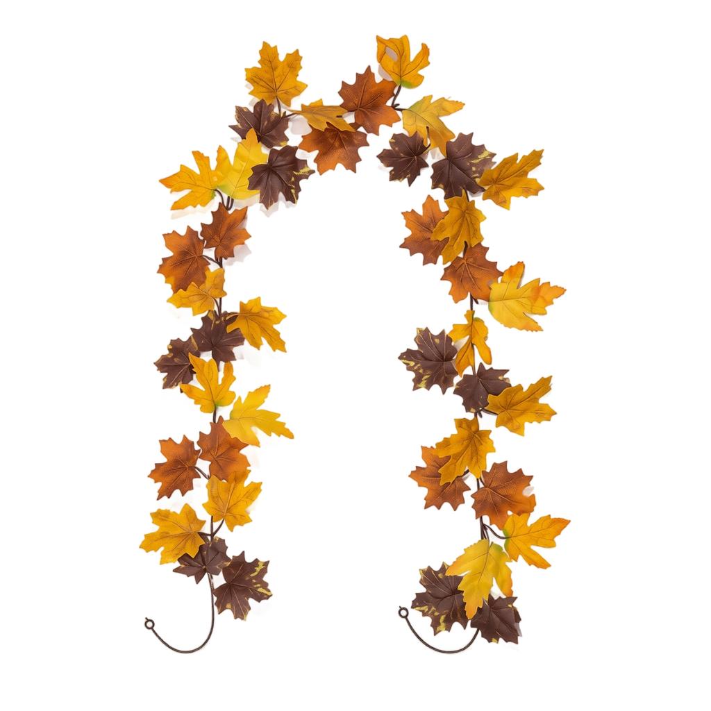 Artificial Maple Leaf Garland Faux Pumpkin Vine Decorative Hanging for Autumn Indoor Outdoor Party Home Wedding
