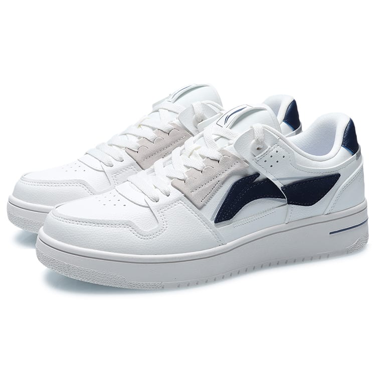 Li Ning Tianji Slip Resistant, Abrasion Resistant, Balanced, Lightweight Low Top Skateboard Shoes Men's White Blue AGCP299-10