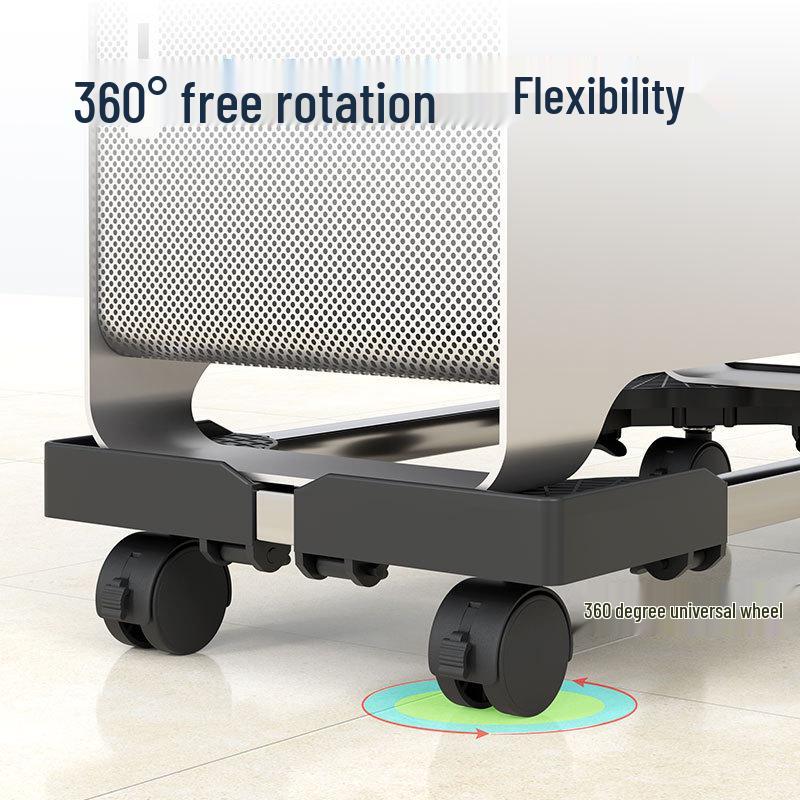 Adjustable Mobile Desktop PC Stand with Wheels and Heightened Bracket