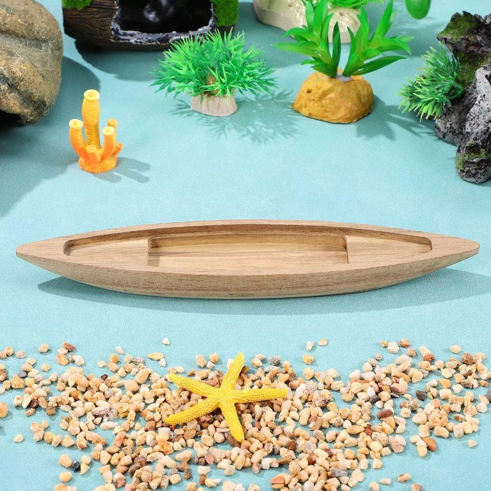 Mini Canoe Fishing Boat Decor Ocean Landscape Boat Model Ornaments Wooden Boat Model  Desk Ornament