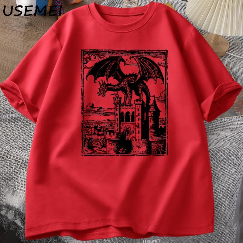 

Dragon Vintage Dark Graphic T Shirt 90s Retro Y2k Tshirt Print Oversized Tshirt Women Unisex Short Sleeve Loose Casual Tee Shirt S