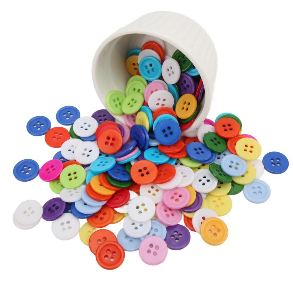 200pcs 15mm Round Resin Buttons Mixed Color Craft Buttons Random Plastic Buttons  DIY Projects